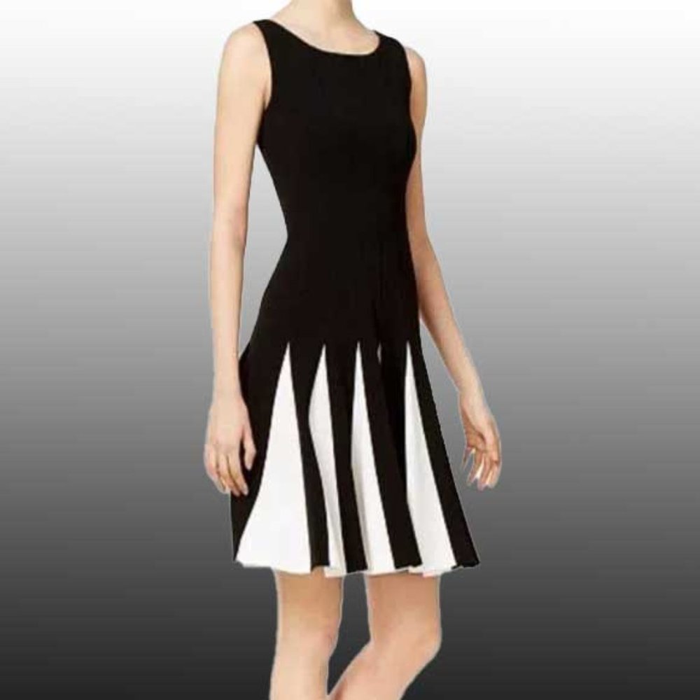 Tommy Hilfiger fit and flare contrast pleated dress - EUC - Size 12